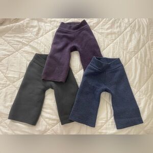 Set of Three Sloomb wool knit longies ML Baby Pants - Purple, Gray, and Blue